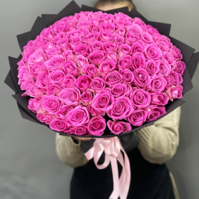 Букет 101 розовой розы Кения (40 см) в Реутове