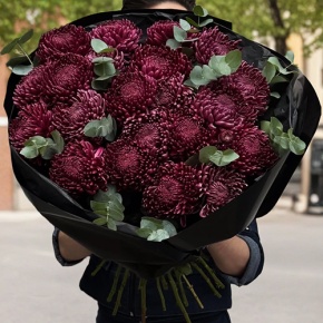 Букет из 21 винной хризантемы Бигоуди в Реутове